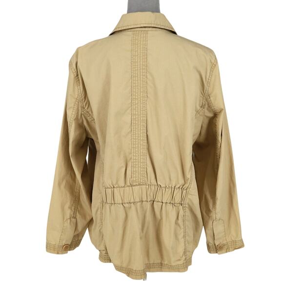 Talbots Jacket Plus Size 14W Beige Safari Cotton Lightweight Pockets Cargo Barn - Picture 3 of 16